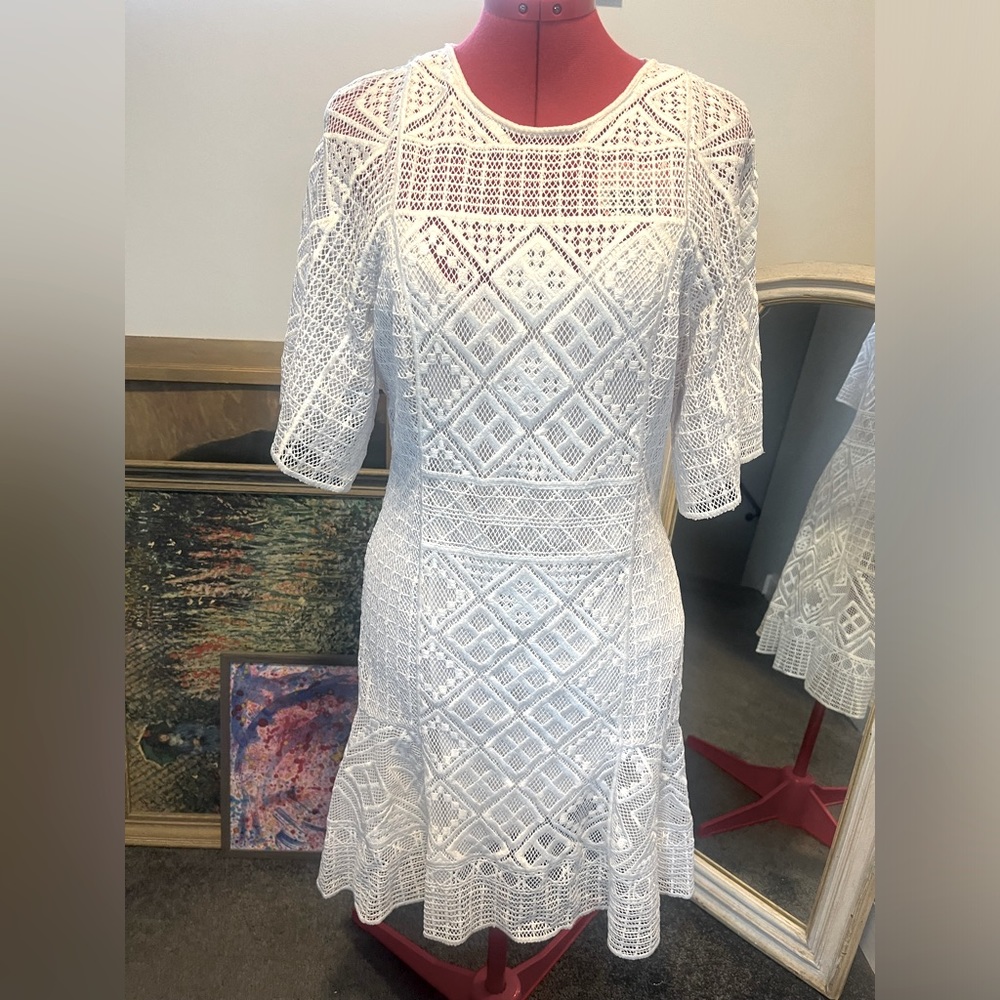 Temperley London White Lace Fit & Flare Dress